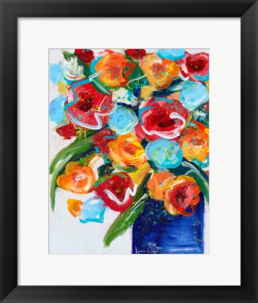 Framed Flowers Blue Vase Print