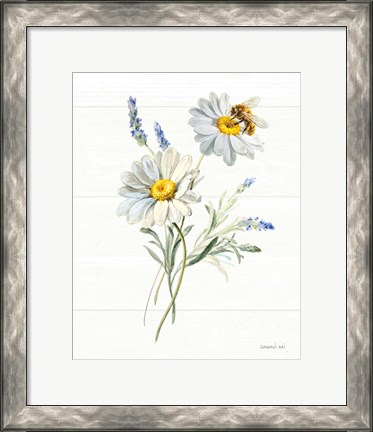 Framed Bees and Blooms Flowers II Print