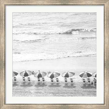 Framed Day At The Beach BW Crop Print