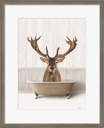 Framed Bath Time Deer Print