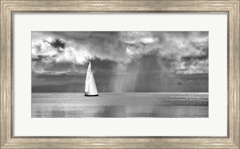 Framed Sailing on a Silver Sea (BW) Print