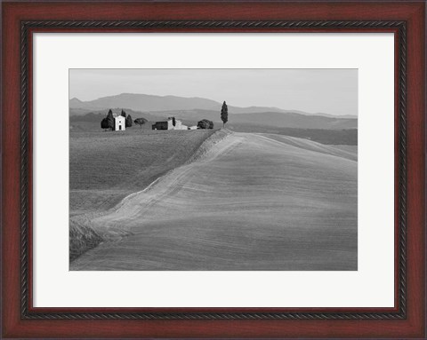 Framed Val d&#39;Orcia, Siena, Tuscany (BW) Print