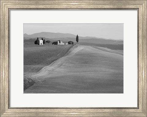 Framed Val d&#39;Orcia, Siena, Tuscany (BW) Print