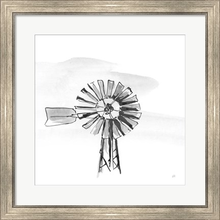 Framed Windmill VI BW Print