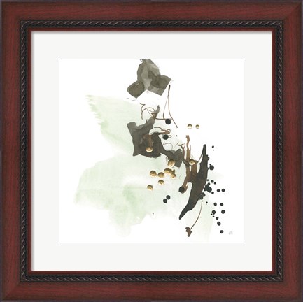 Framed Gold Dots II Green Print