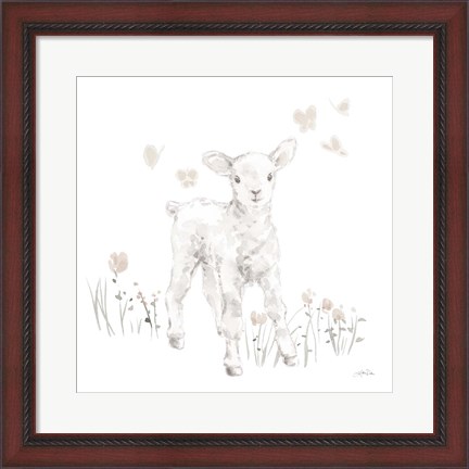 Framed Spring Lambs I Neutral Print