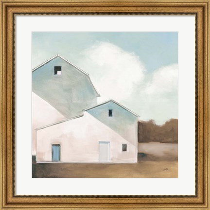 Framed Barn Shadows Neutral Print