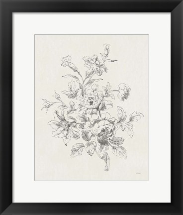 Framed Toile Roses IX Neutral Print