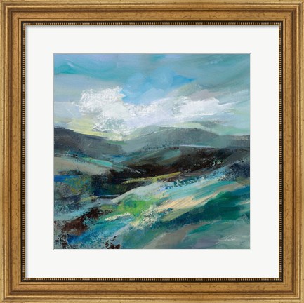 Framed Turquoise Slopes II Print