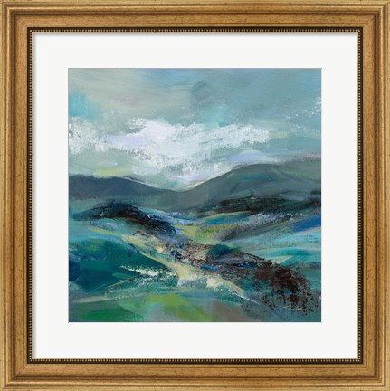 Framed Turquoise Slopes I Print