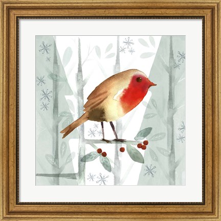 Framed Christmas Hinterland III-Robin Print