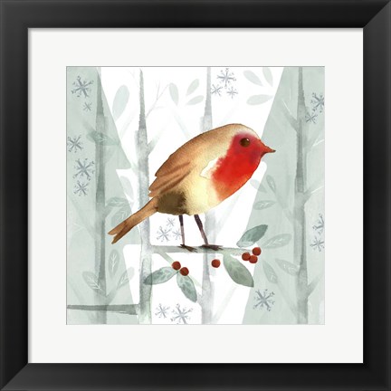 Framed Christmas Hinterland III-Robin Print