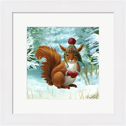 Framed Winterscape IV-Squirrel Print