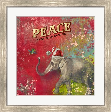 Framed Colorful Christmas I-Elephant Peace Print