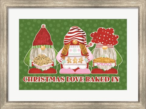 Framed Christmas Bakers I on Green Print