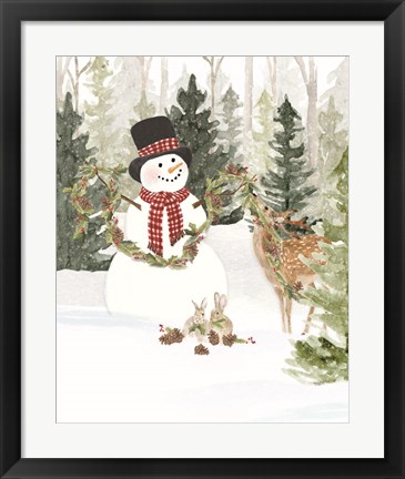 Framed Christmas in the Woods Portrait I Print