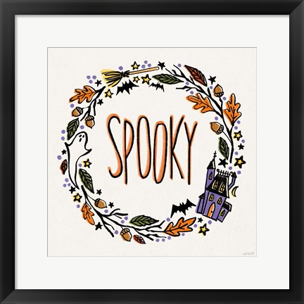 Framed Halloween Wreath I Print