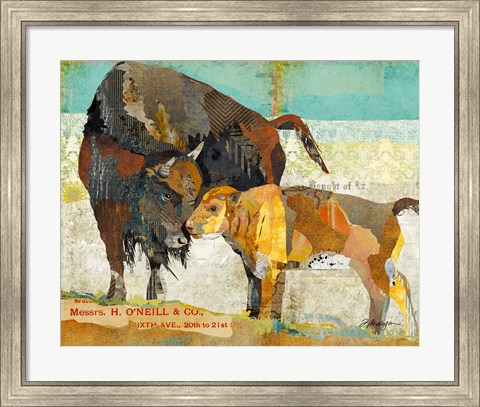 Framed Bison and Baby Print