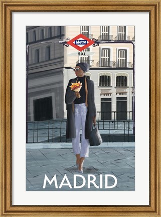 Framed Girl in Madrid Print