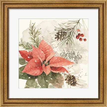 Framed Poinsettia Village II Print