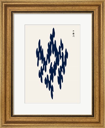 Framed Blue Woodblock III Print