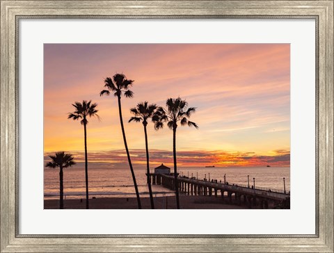 Framed Sunset &amp; Palms Print