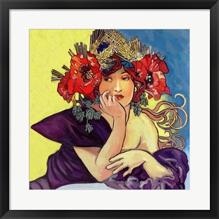 Framed Mucha Lady Print