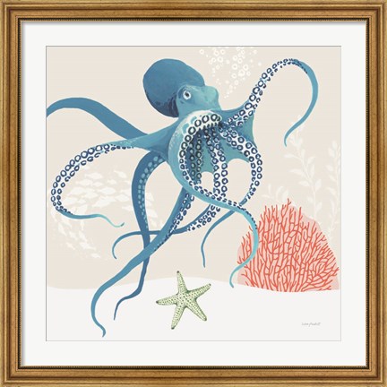 Framed Free As the Ocean II on Sand Print