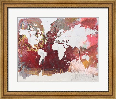 Framed Earthen Map of the World Print