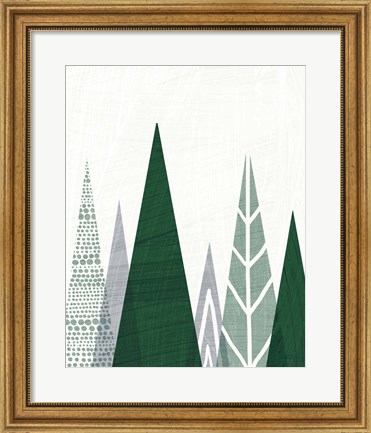 Framed Geometric Forest II Green Gray Print