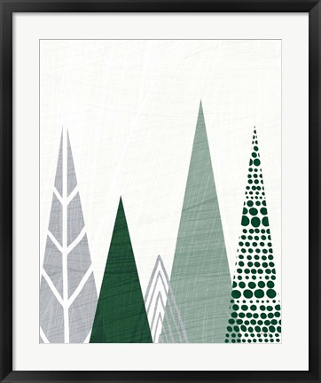 Framed Geometric Forest III Green Gray Print