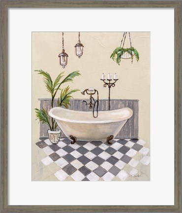 Framed Gray Cottage Bathroom I Print