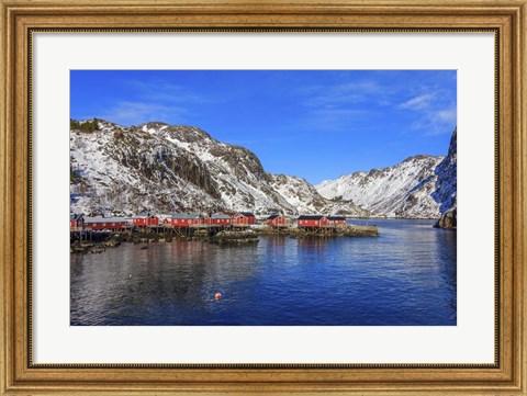 Framed Fishing Village, Norway Print