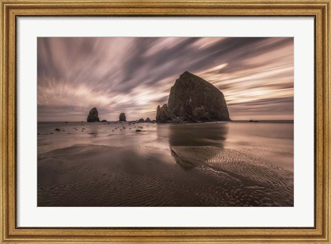 Framed Sunset on a Beach in Seattle, Washington Print