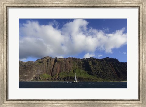 Framed Sailboat Along the Na Pali Coast, Kauai Print