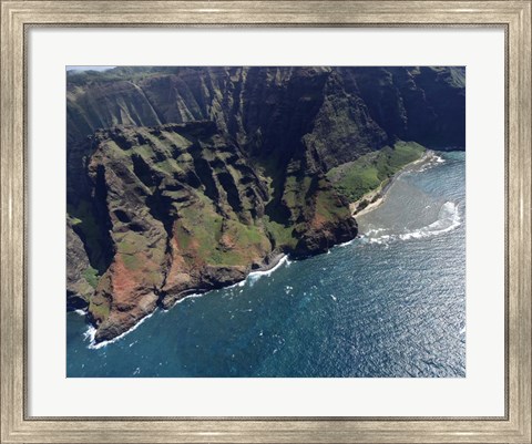 Framed Aerial View Of Na Pali Coast, Kauai, Hawaii Print