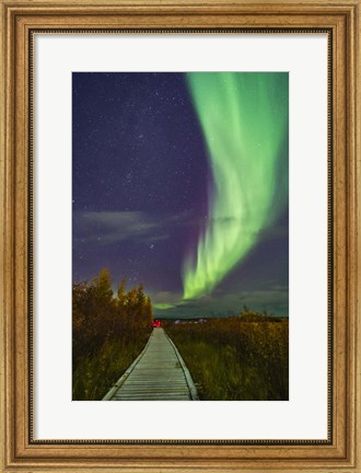 Framed Auroral Arc Over the Boardwalk at Rotary Park in Yellowknife Print