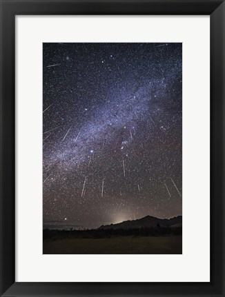 Framed Geminid Meteor Shower Raining Overhead Above the Chiricahua Mountains Print