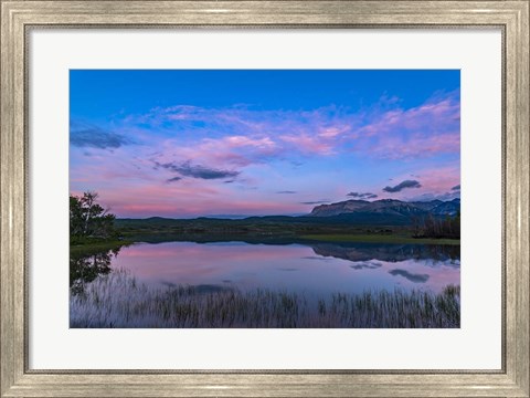 Framed Twilight at Maskinonge Lake in Waterton Lakes National Park Print