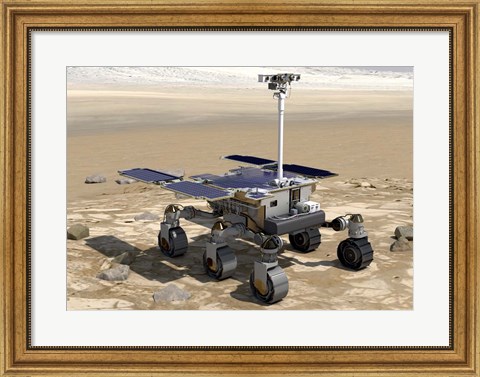 Framed Artist&#39;s Concept of the Rosalind Franklin Exomars Rover On a Mars Landscape Print