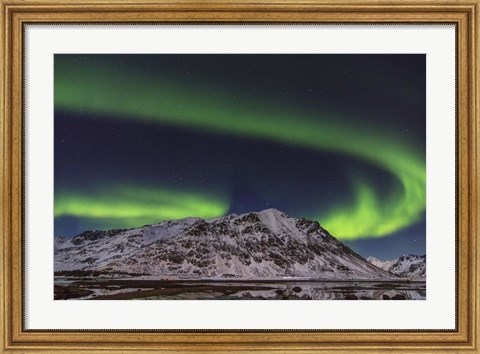 Framed Northern Lights Over Stamsund Fjord, Norway Print