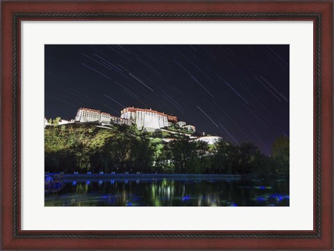 Framed Star Trails Above the Potala Palace, a World Heritage Site in Tibet, China Print