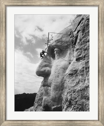 Framed Gutzon Borglum at Mt Rushmore, South Dakota Print