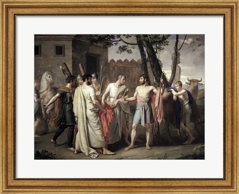 Framed Cincinnatus leaving the Plough to go dictate laws to Rome Print