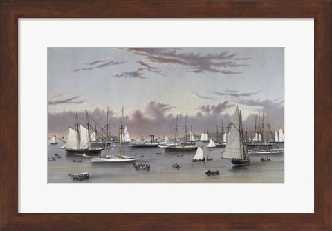 Framed Yacht Squadron at Newport, circa 1872 Print