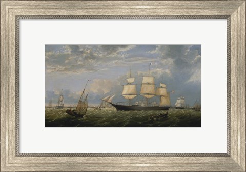 Framed Golden Gate Merchant Ship entering New York Harbor, 1854 Print