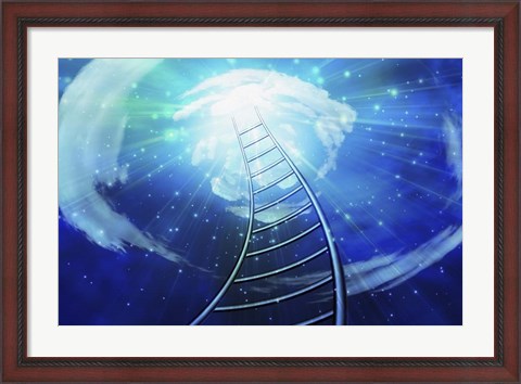 Framed Twisting Ladder Leads to Sky Print