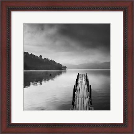 Framed Lake view with Pier II Print