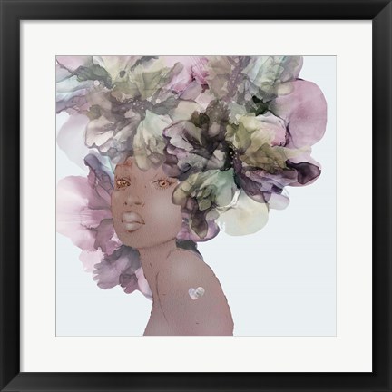 Framed Flower Girl With Heart 1 Print