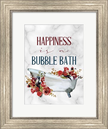 Framed Happiness is a Bubble Bath Tub Print